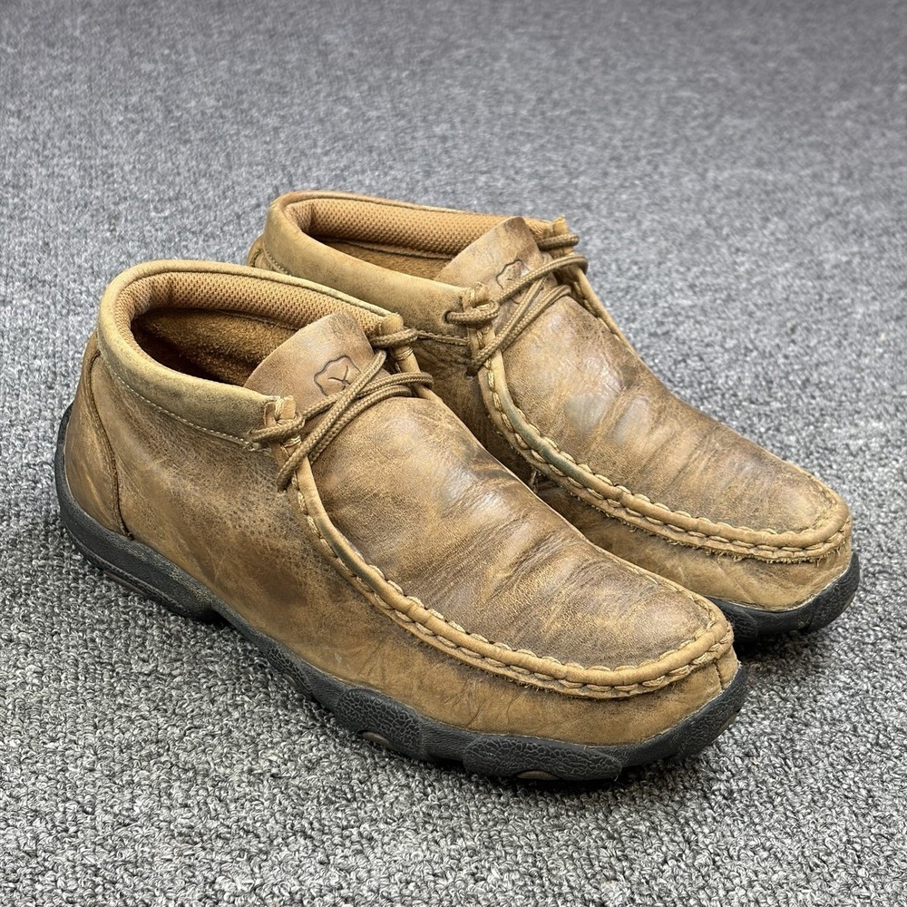 Twisted X Chukka‎ Driving Moc Bomber Brown Leather Shoes Men's Size 4M YDM0001